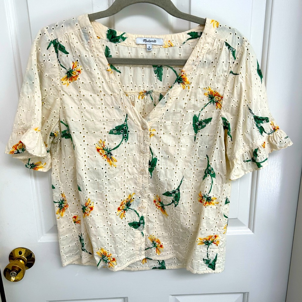 Madewell eyelet blouse size M